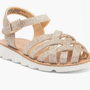 Gold Glitter Toddler Girls Rowyn Fisherman Sandal with Adjustable Buckle Size 8